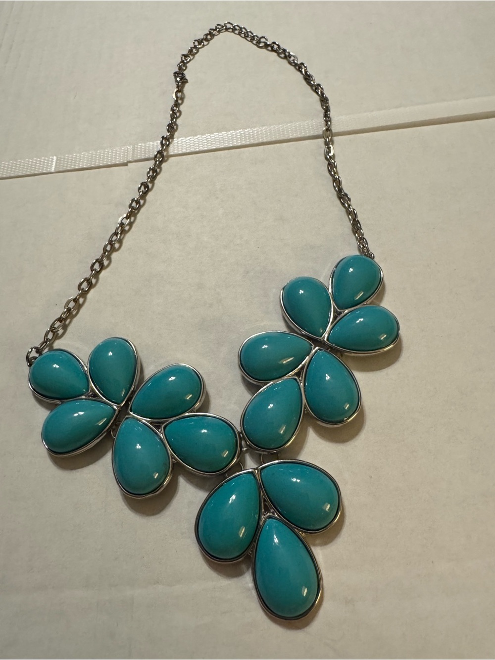 Turquoise Teardrop Floral Statement Necklace